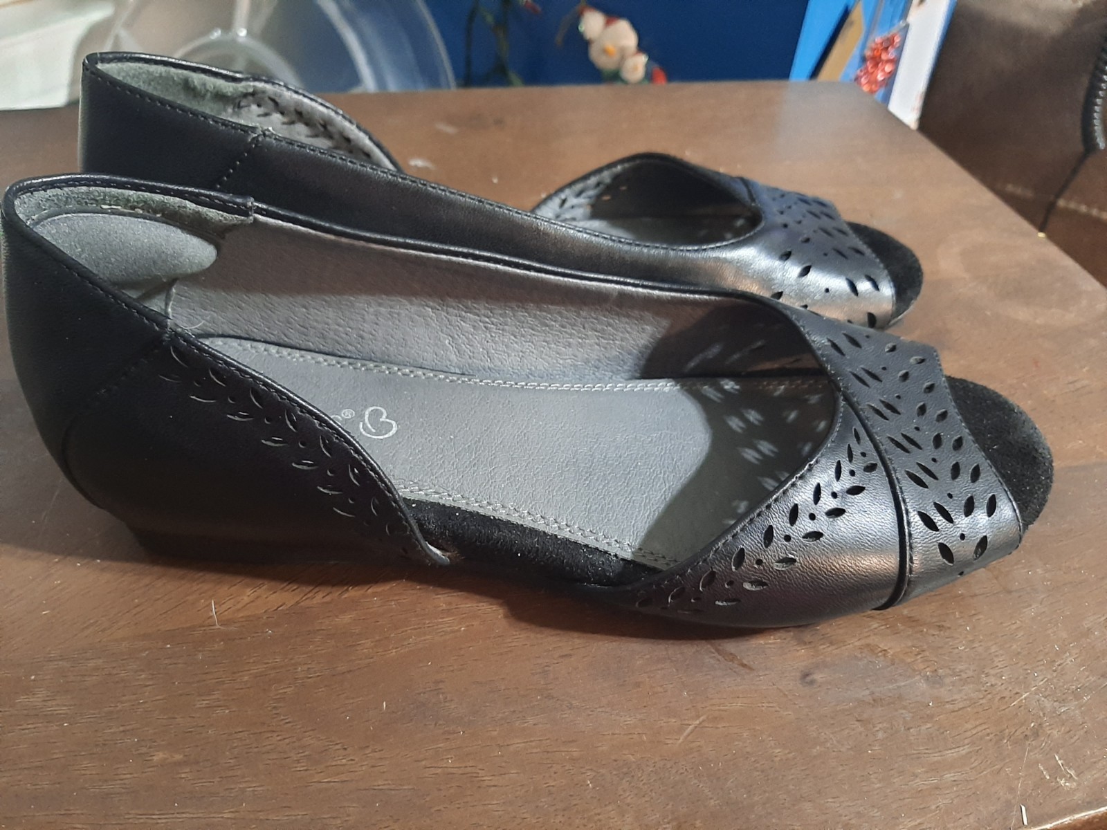 Baretraps Women’s Macayla Black Slip On Open Toe Sandals Size 7 M Comfy Peep Toe