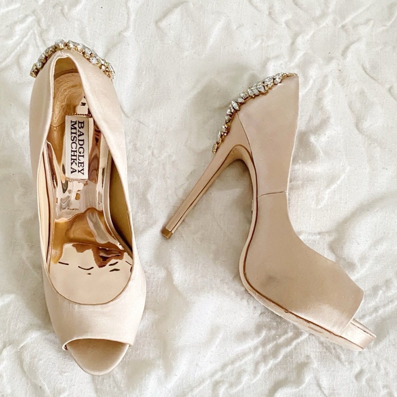 Badgley Mischka Kiara Embellished Peep-toe Pump Size 7.5