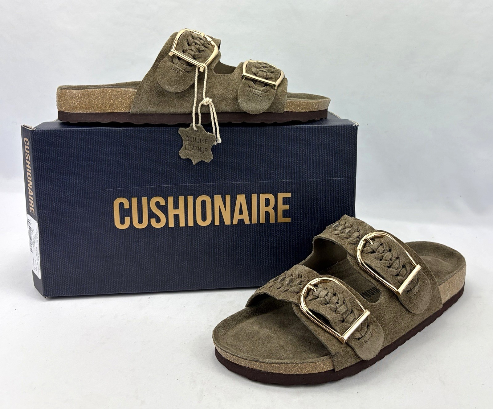 Cushionaire Cashew Slip On Sandal Shoes Genuine Suede Leather Women’s Sz 10 NIB