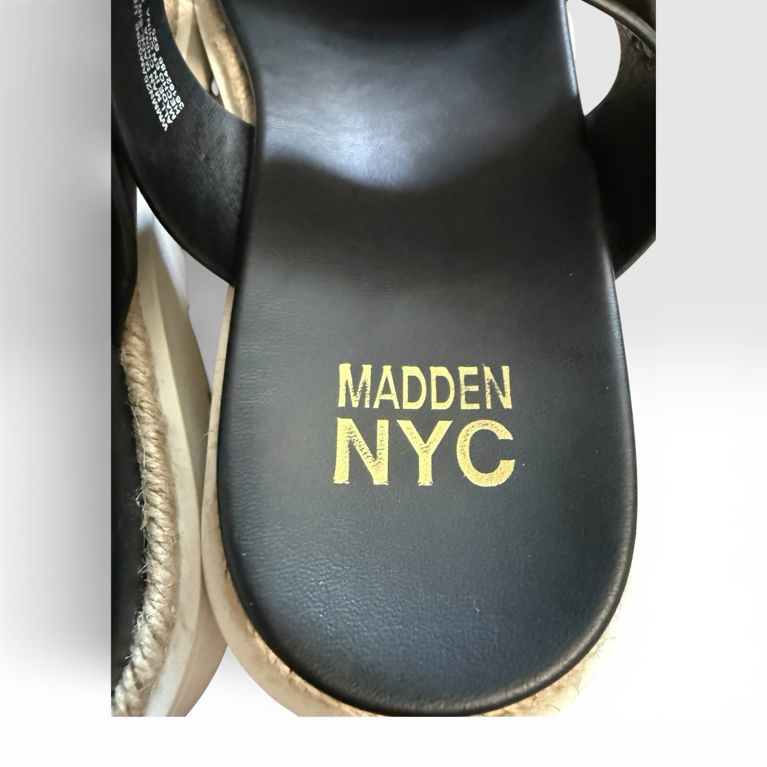 Madden NYC Black Double Buckle Platform Slide Sandals Women’s Size 8 Espadrille