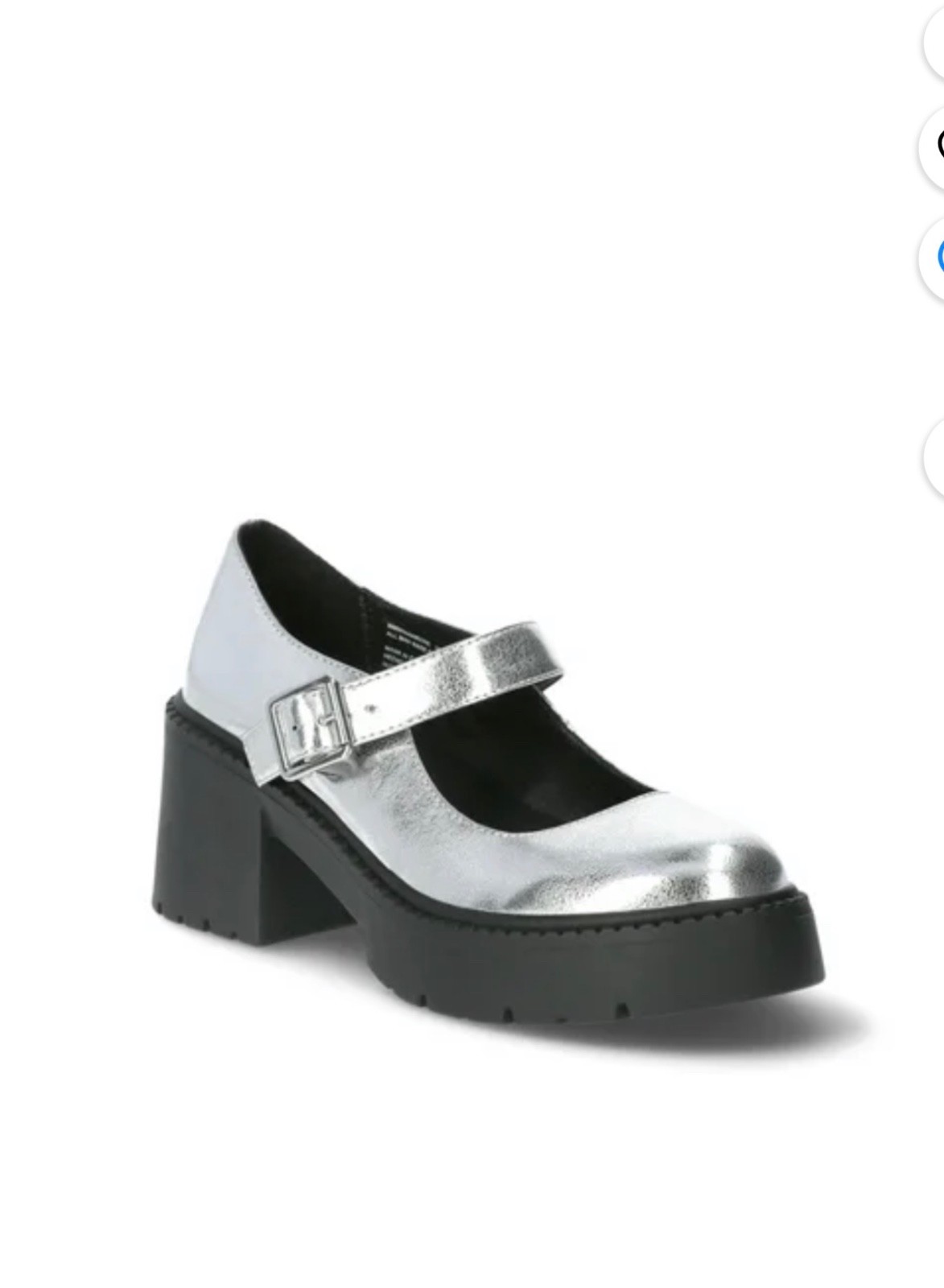 Madden NYC Women’s Silver Black Mary Jane Platform Chunky Heel Shoes – NWB