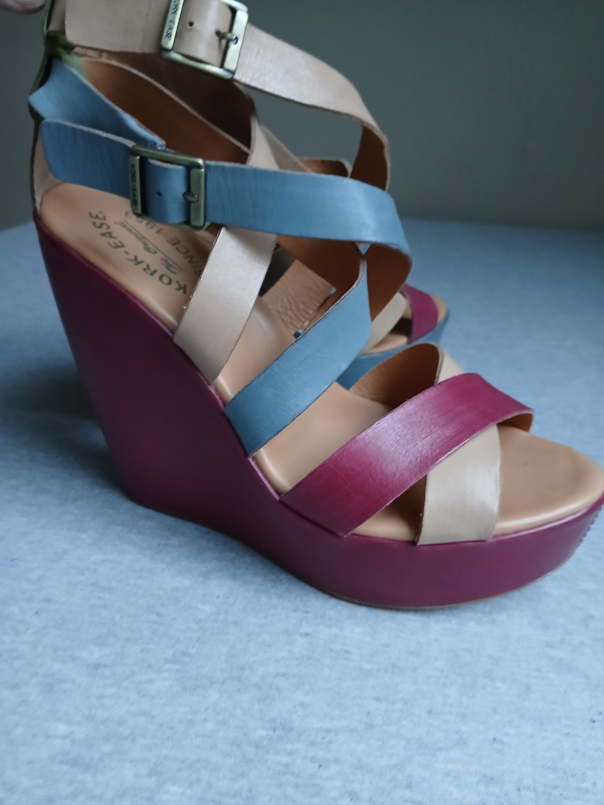 Kork Ease Sandals 7.5 Tall Wedge Colorful Bohemian Boho Beach Leather Comfort