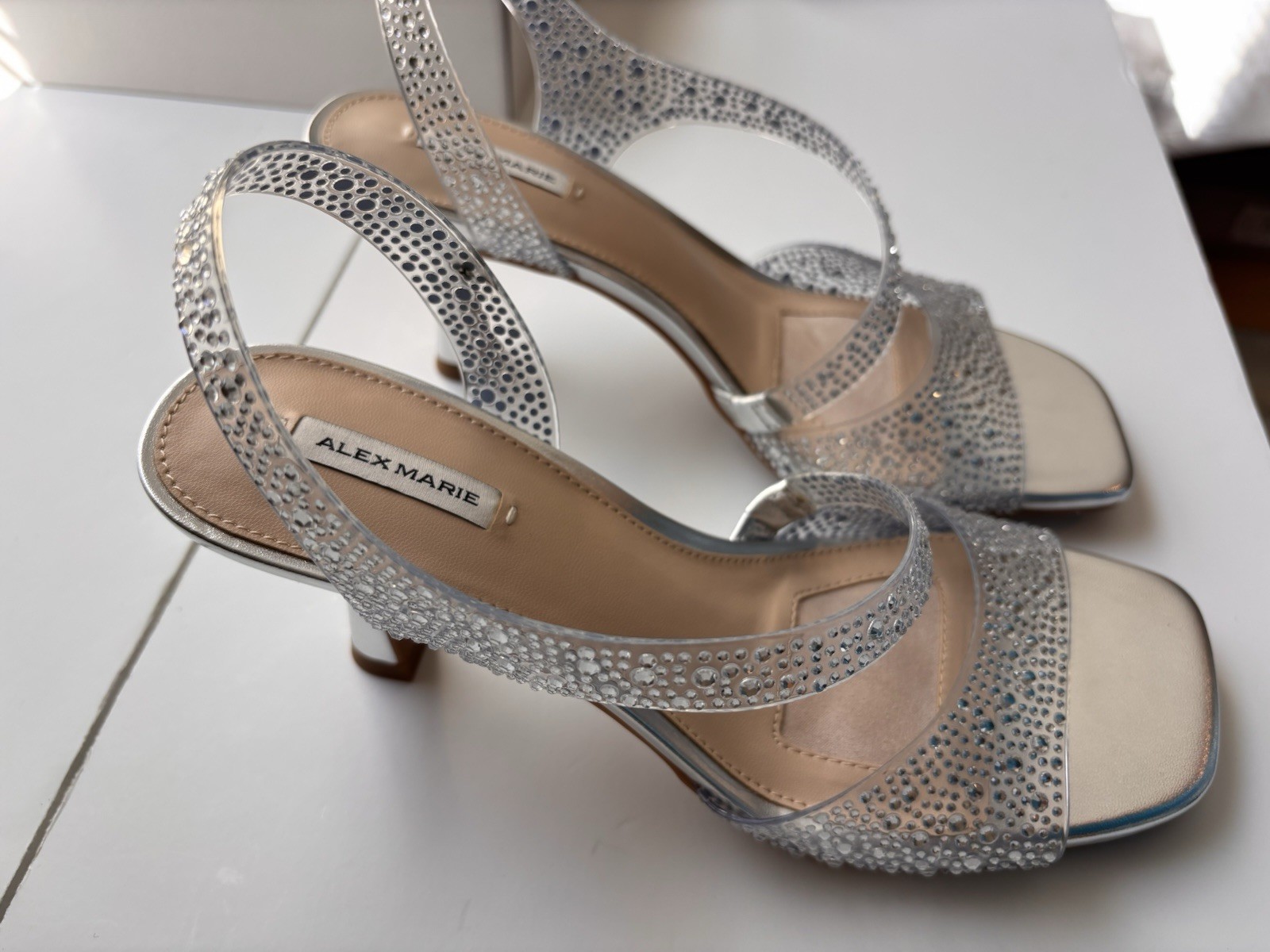 Silver Clear Rhinestone Evening Party Wedding Shoes Alex Marie Sutton