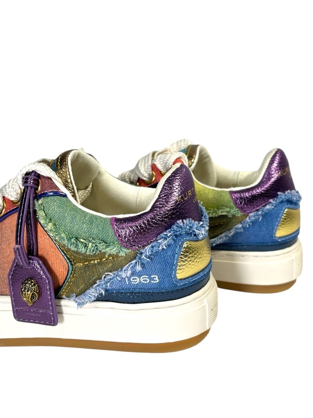 KURT GEIGER London Southbank Tag Denim Sneaker size 8 Multicolor