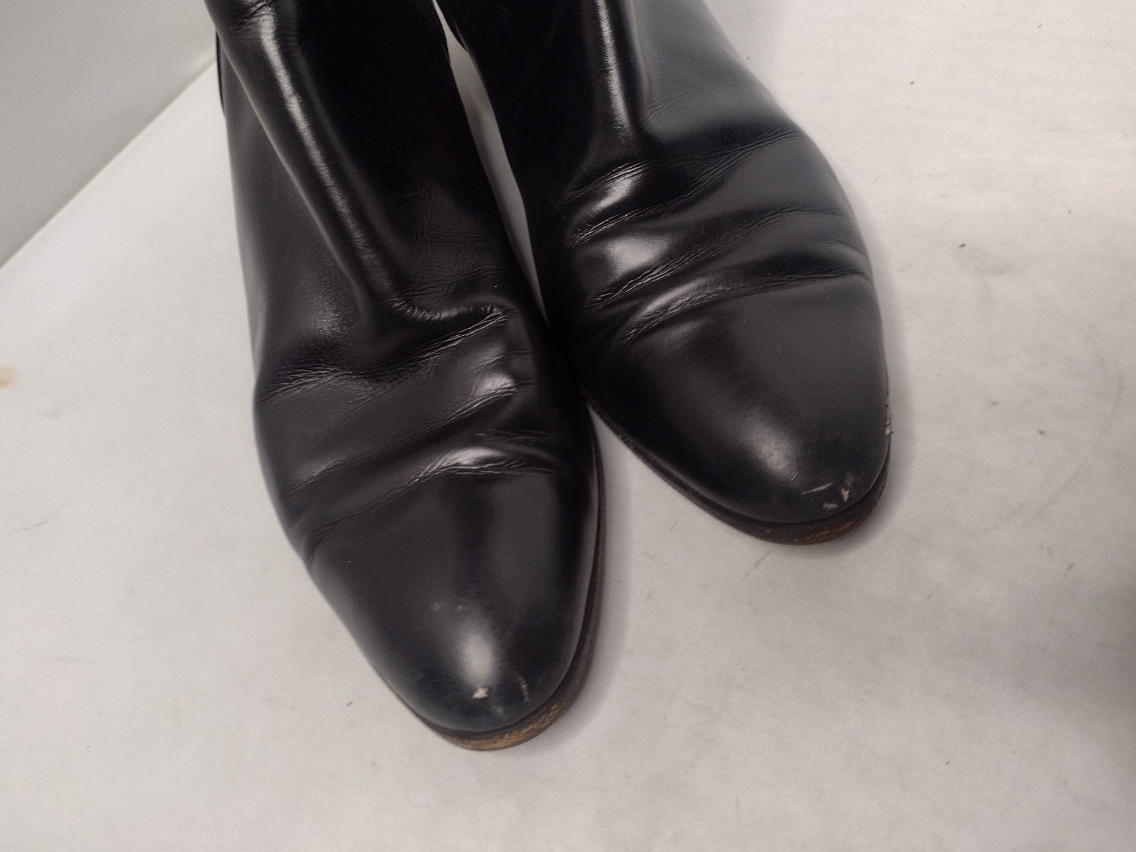 Vtg Salvatore Ferragamo Black Leather Riding Boots 9.5 AAA Equestrian Side Zip