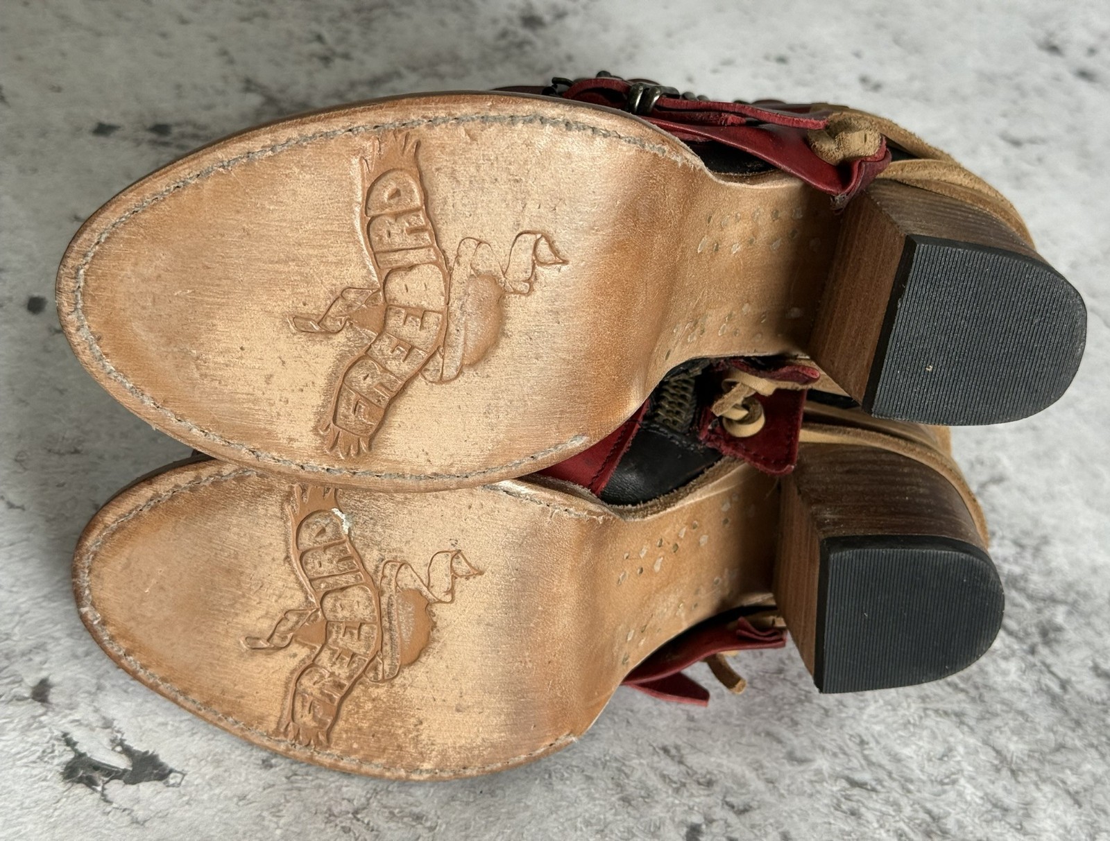 Freebird by Steven Carter Red Sandals Women’s Leather Strappy Boho Biker US 7