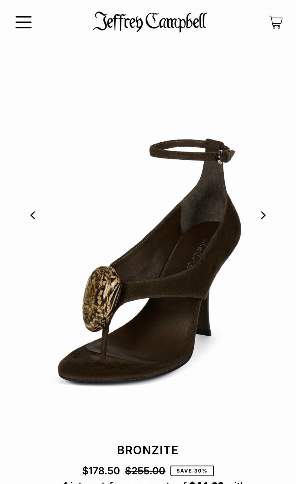 Jeffrey Campbell BronziteBrown Leather Suede Size 9 Slingback