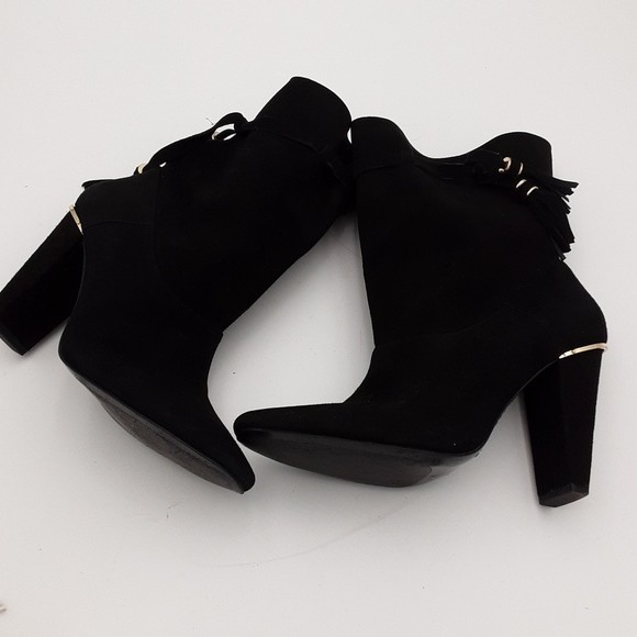 ZARA Elegant Black Women’s 40 Boots suede Western Festival Rodeo Y2k Pull On