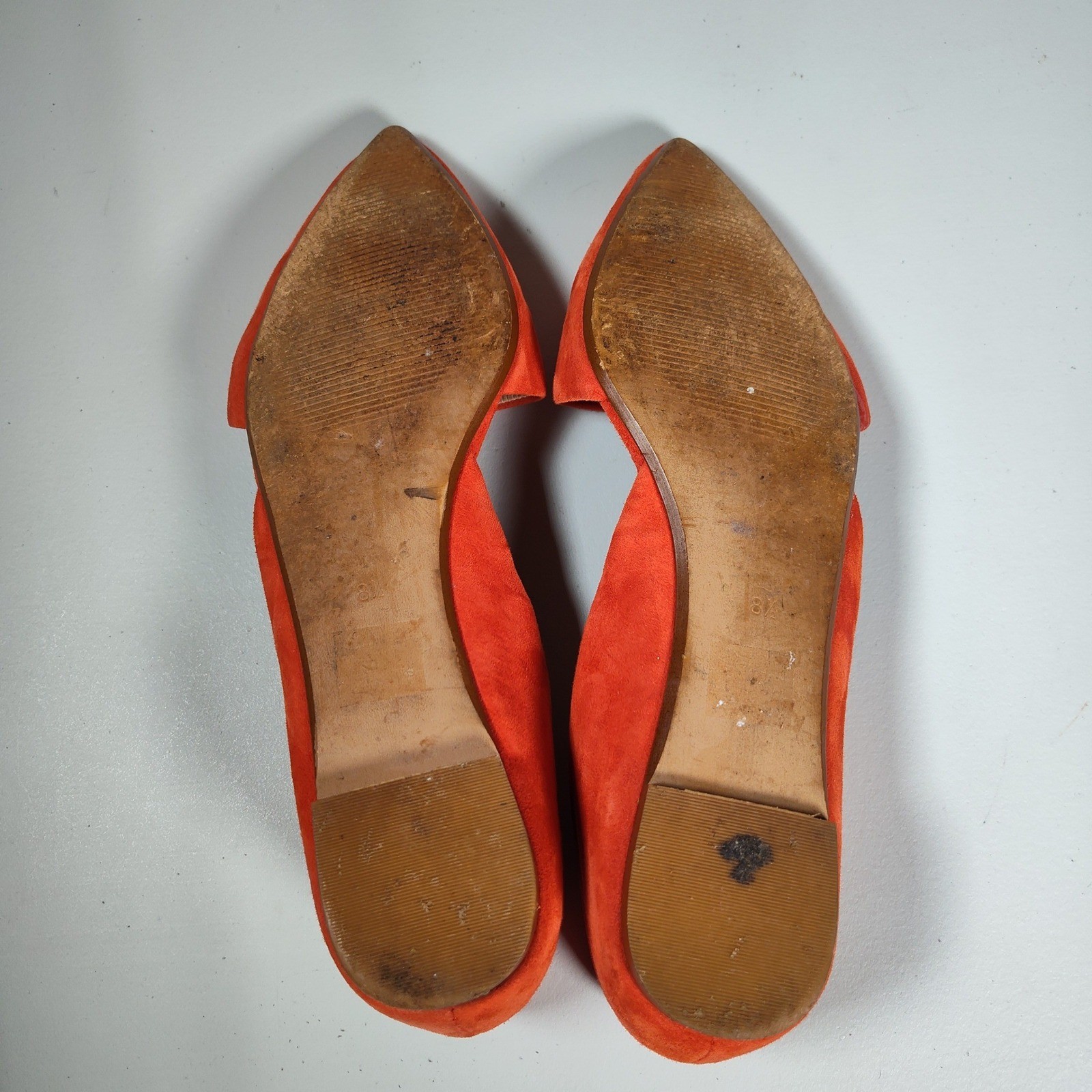 Madewell Lydia Orange Suede Pointed Toe d’Orsay Flats Shoes Womens 8.5