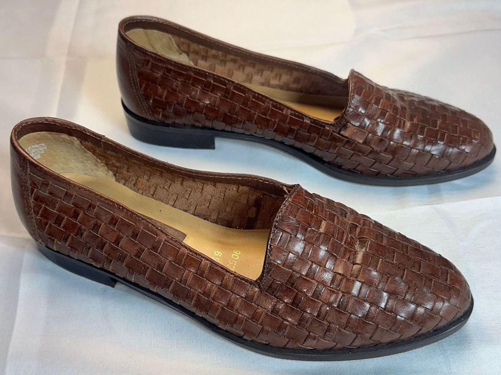 Vintage Ipanema Brown Woven Brazil Leather Slip-On Loafer Flats 6.5M
