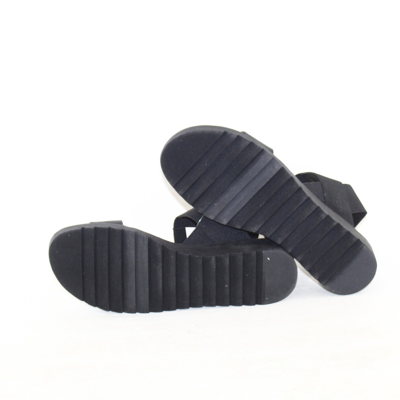 KENSIE EVERLEE womens stretch sandals Multi shoe sizes black faux leather up NEW