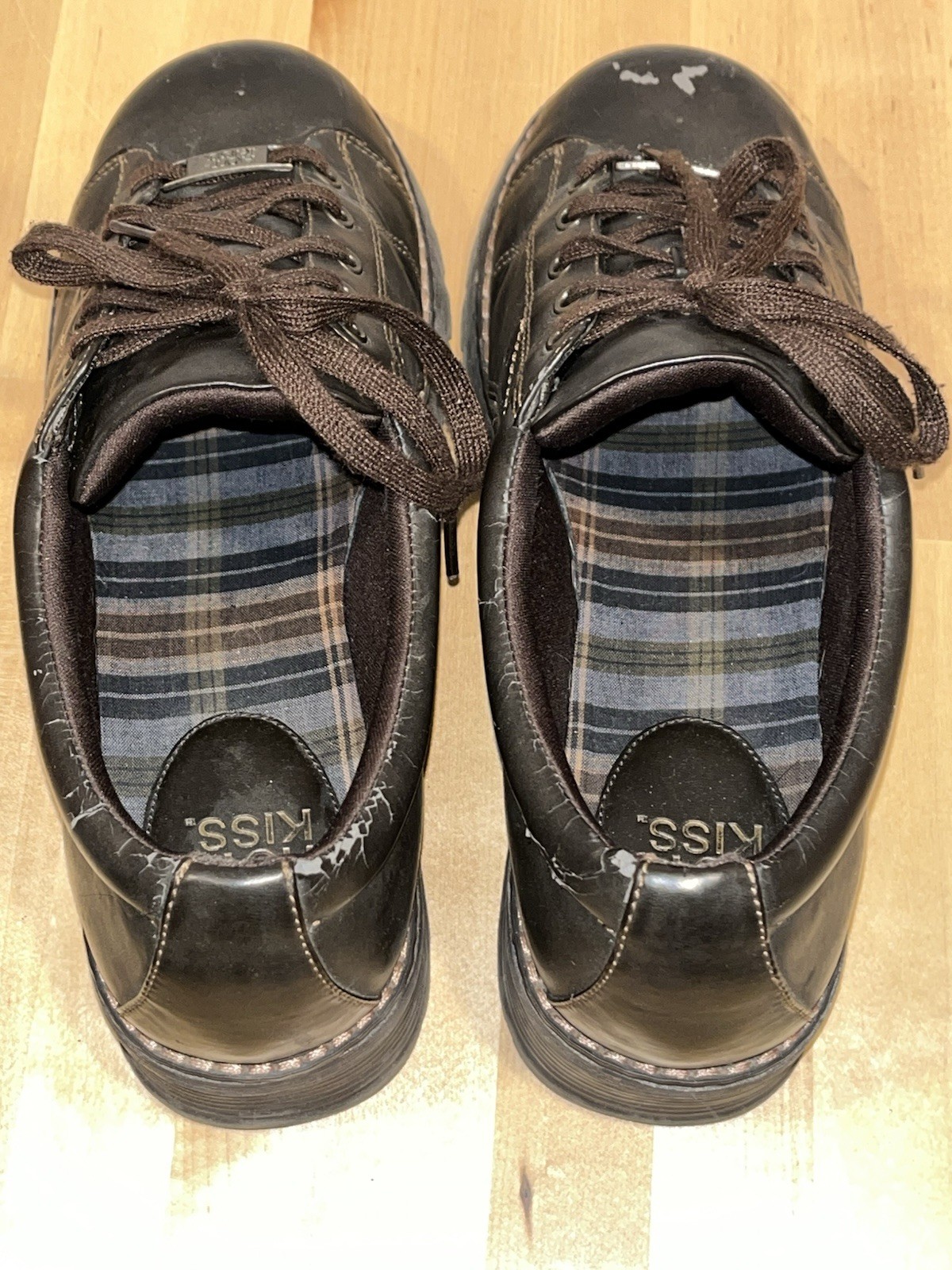 Vtg Y2K Hot Kiss Platform Chunky Brown Leather Oxfords Punk Grunge Lace-up ALT