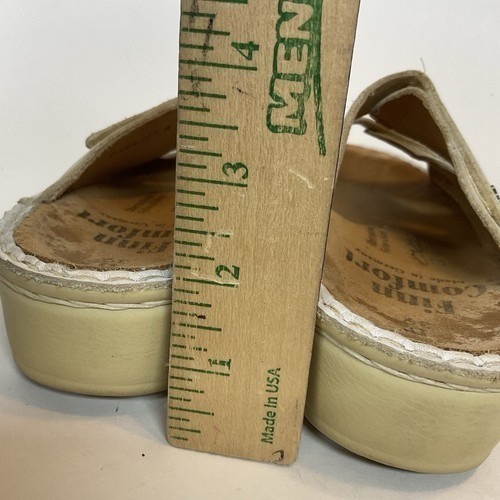 Finn Comfort Sansibar Silver/Ivory Leather Slide Sandals Women 39D/US8 Germany