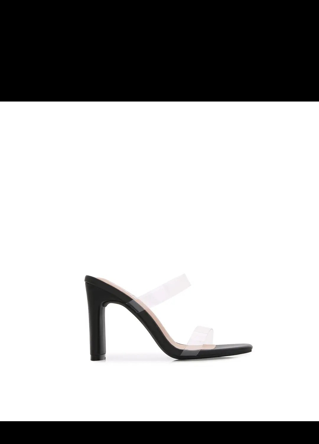 Women Transparent double Strap Squire open Black Heel. Never used brand new.