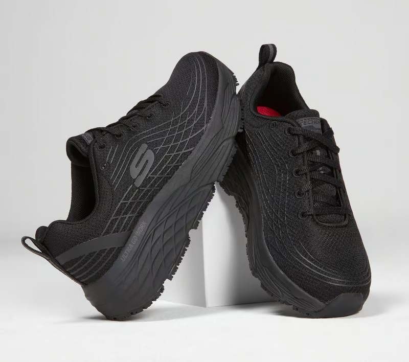 NEW Skechers Women’s Work Slip-Resistant Relaxed Fit: Max Cushioning Elite Black