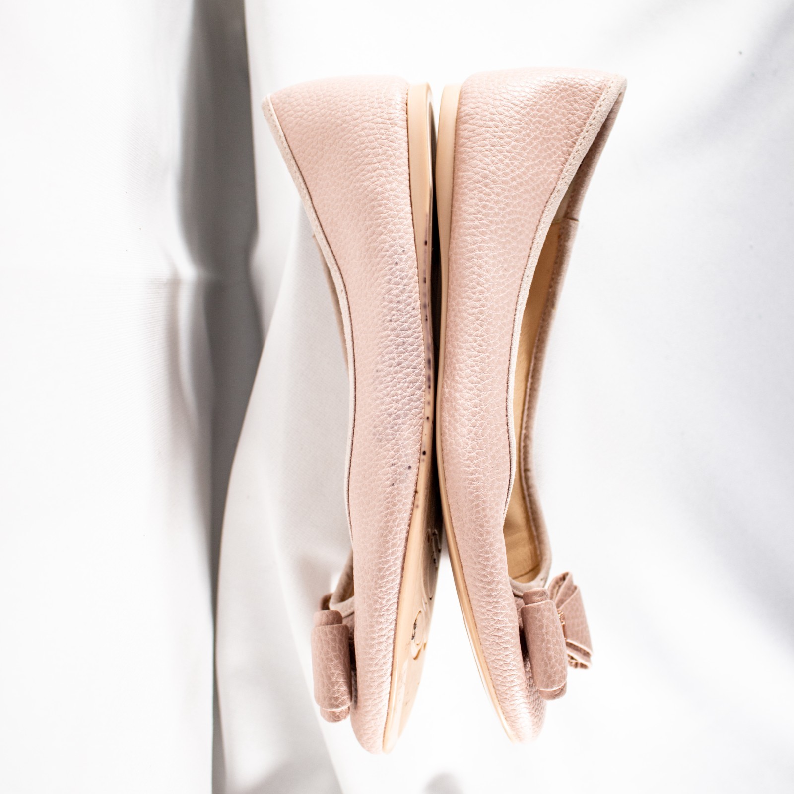TED BAKER IMMET Pink Lavender Logo Women Flat Ballerina Bow Shoes Size 8.5