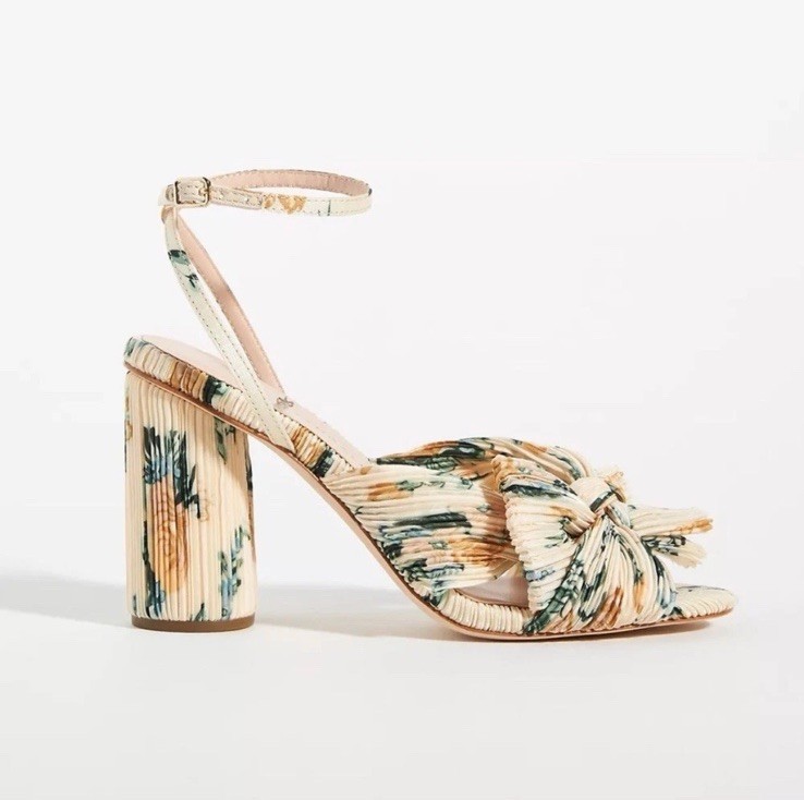 Loeffler Randall Camellia Pleated Bow Heels in Nova Floral Size 9 B