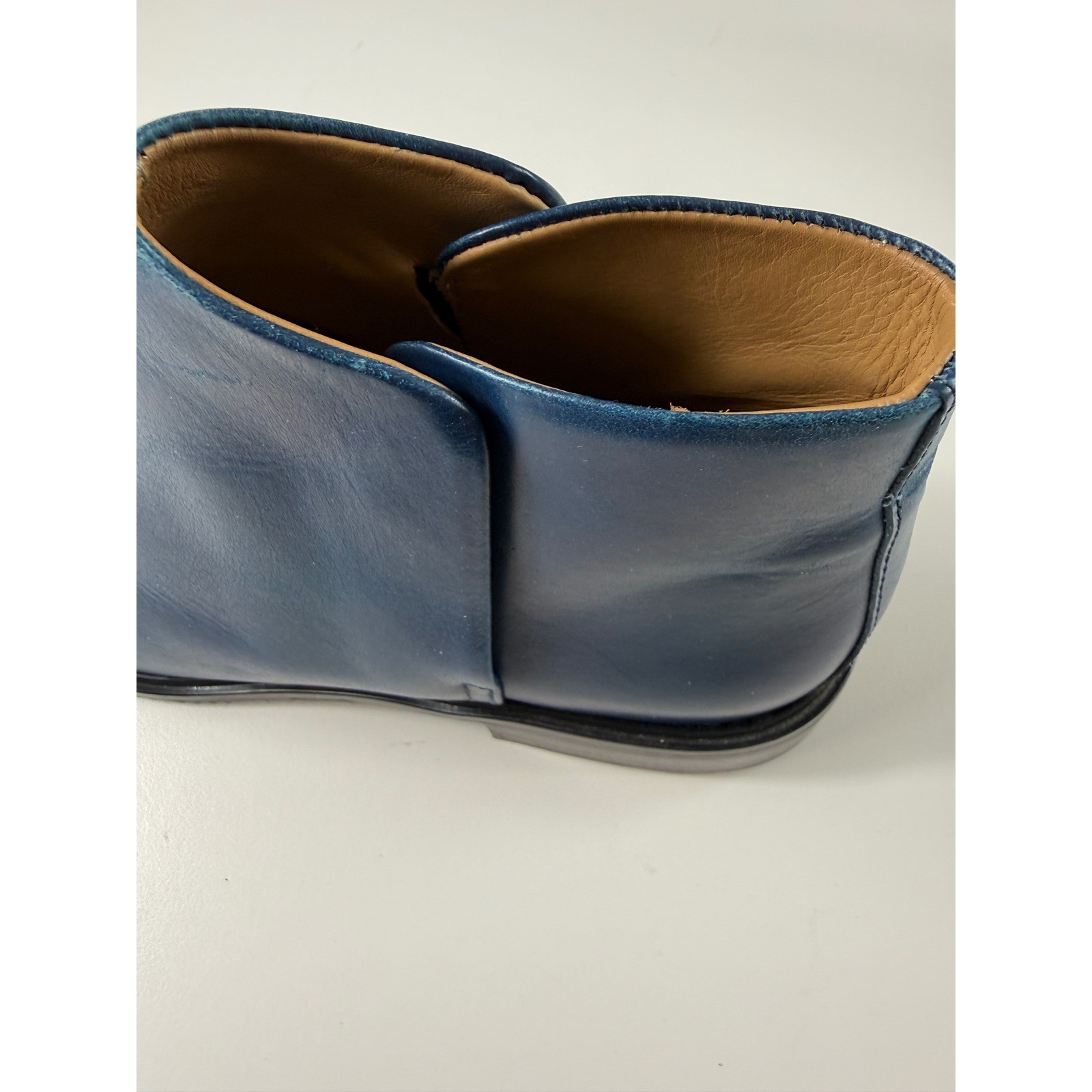Everlane Womens 7.5 Ankle Boots Blue Leather Italy Minimalist Modern Chic