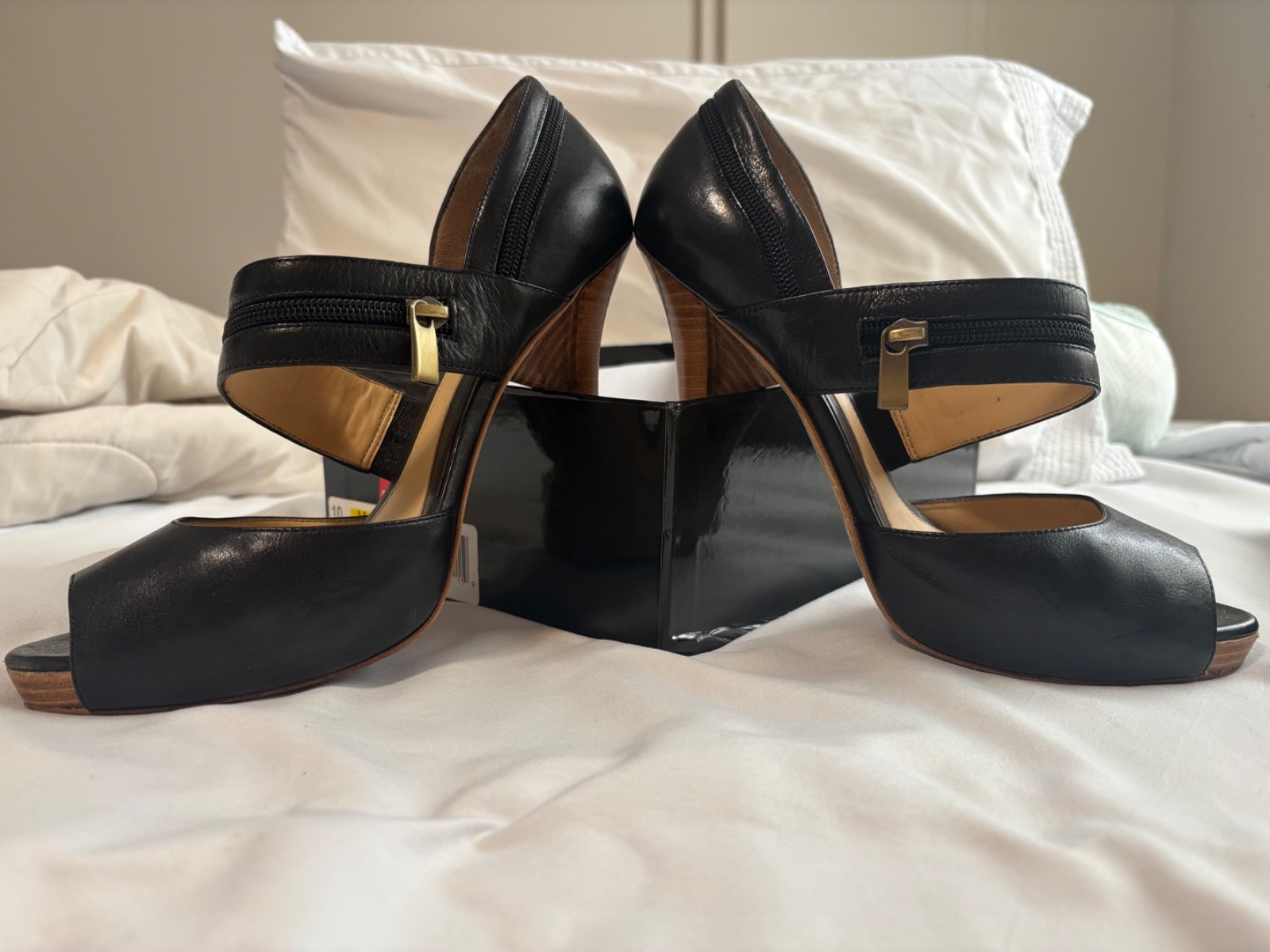 Nine West B Tramiro black leather heels size 10