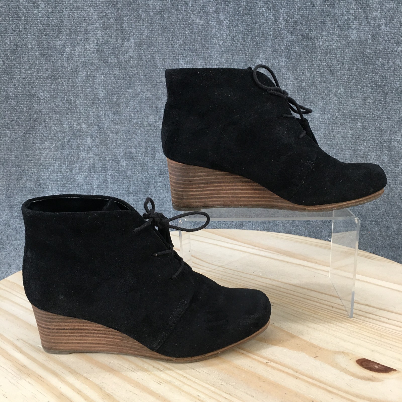 Dr Scholls Boots Womens 6.5 M Dakota Tassel Lace Up Wedge Ankle Bootie Black