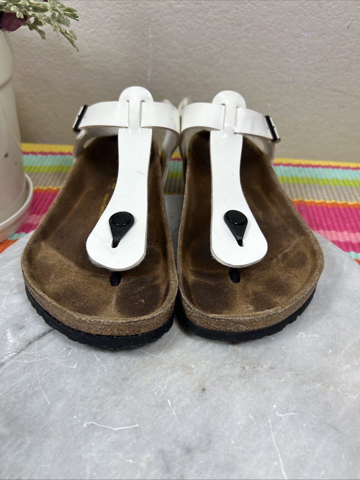 Birkenstock Gizeh White Kairo Thong T Straps Sandals Women’s Size EU 39 US 8/8.5