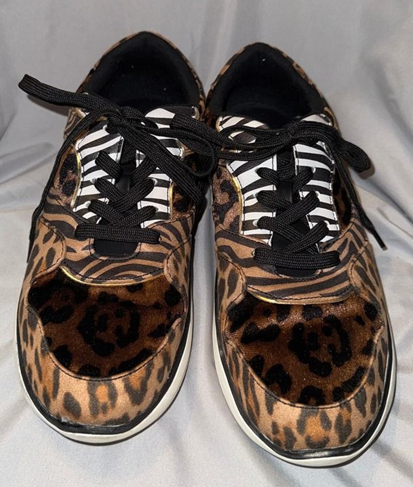 ALDO Faulia Mixed Print Animal Sneakers Lace-Up Casual Fashion Shoes | Size 8