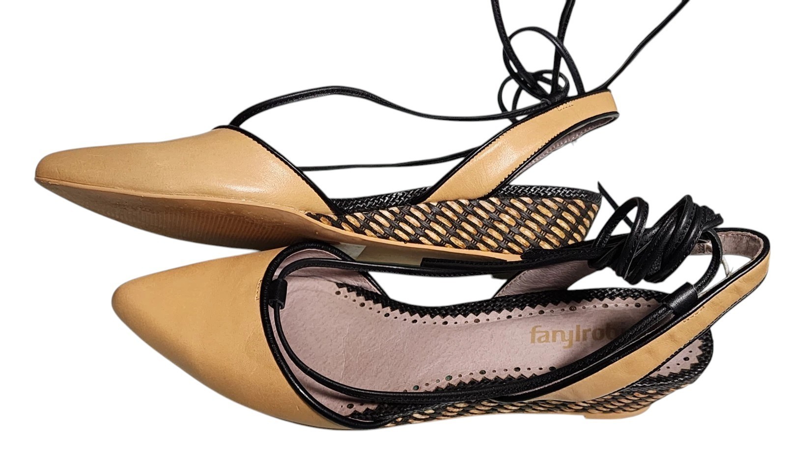 Anthropologie Farylrobin Fritz Leather Lace-Up Wedge Slingbacks Size 7