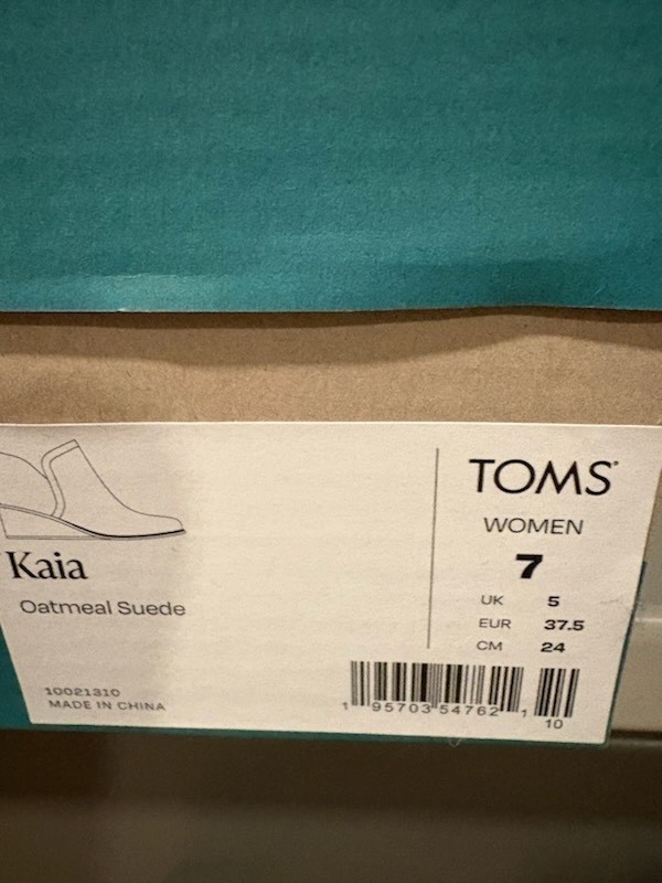 TOMS KAIA OATMEAL SUEDE WEDGE BOOTIE WOMEN’S SIZE 7 NIB