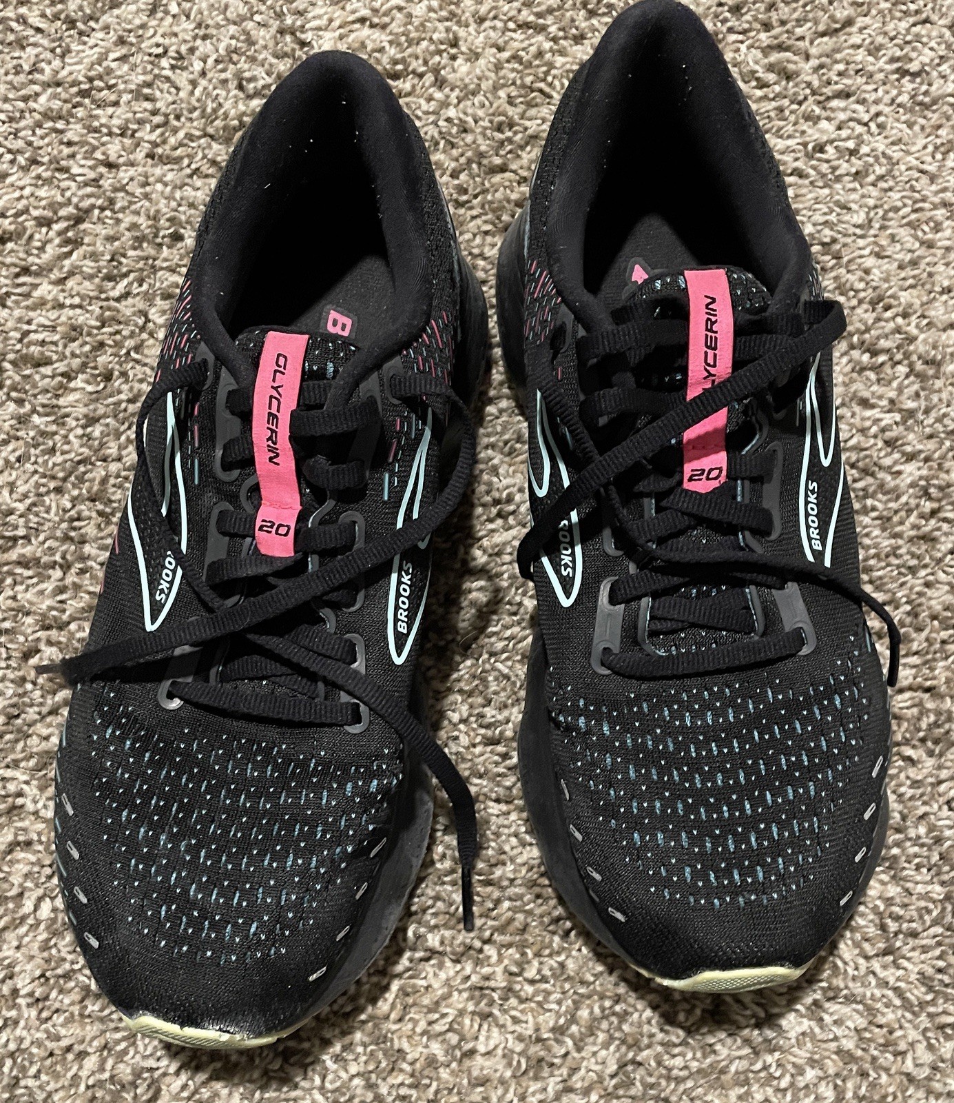 Brooks Glycerin 20 Women’s Sneakers Black Road Running Shoes Size 10.5 B Yes Yes