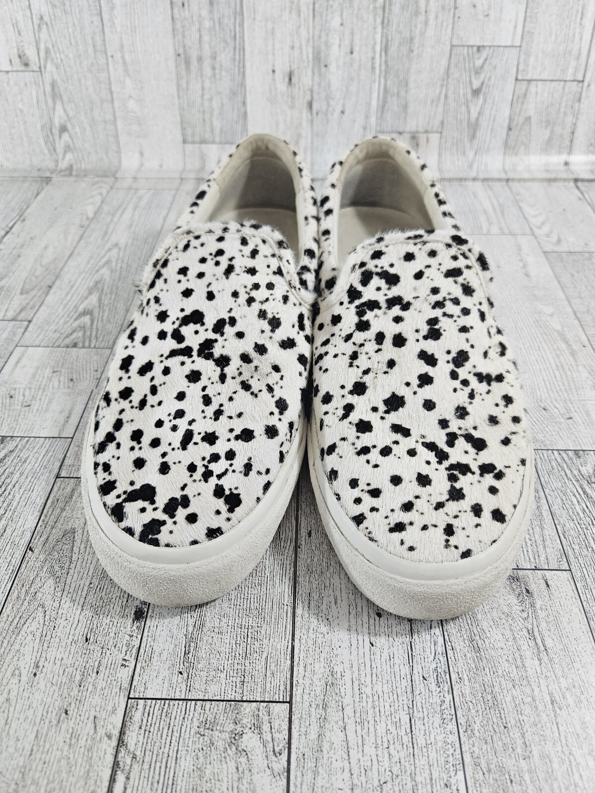 Madewell Shoes Women 8.5 Men 7 White Slip-On Sneakers Cow Animal Print Calf Hair