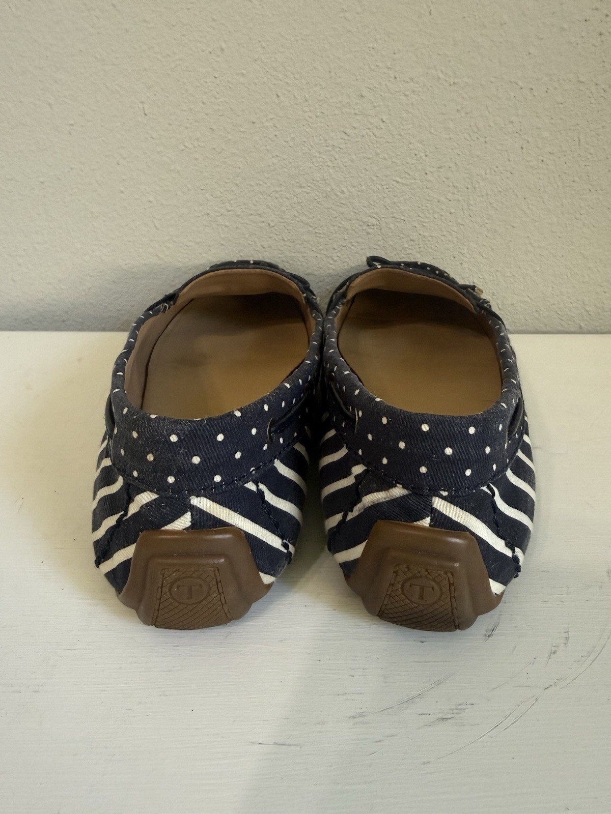 Talbots Moccasins Women’s Casual Drive Flats Slip-Ons Blue/White US Size 9.5