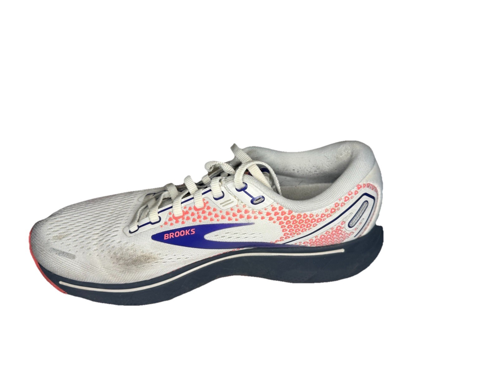 Brooks Ghost 14 Athletic Running Shoe Sneaker Womens Sz 9 White/Purple/Coral