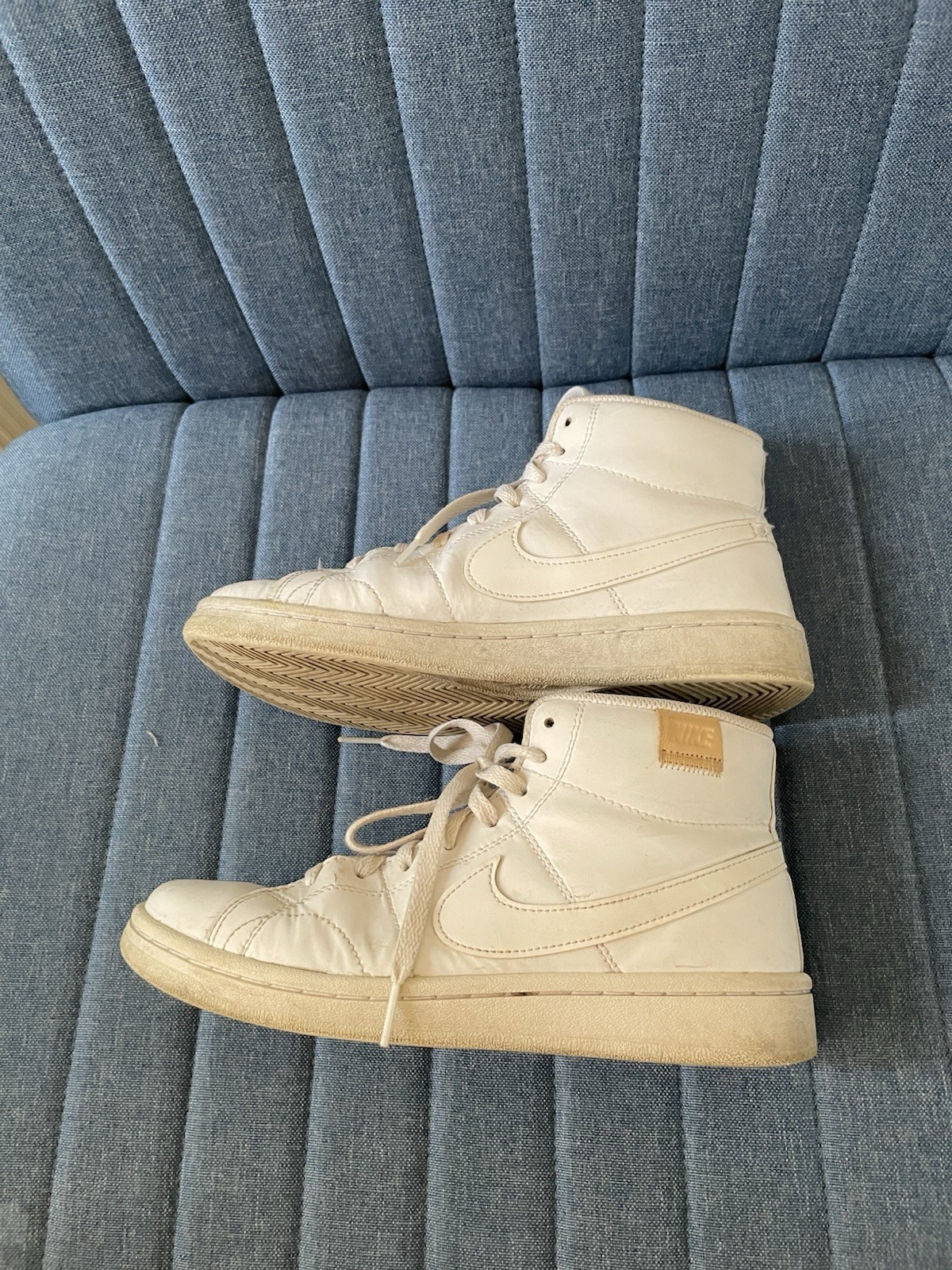 Nike Court Royale 2 Mid Triple White Leather Lace-Up Sneaker Rubber Sole