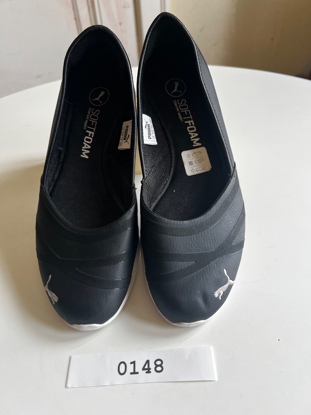 Women’s Black White Puma Adelina 2 Slip On Sneakers Size 7 Soft Foam Comfort