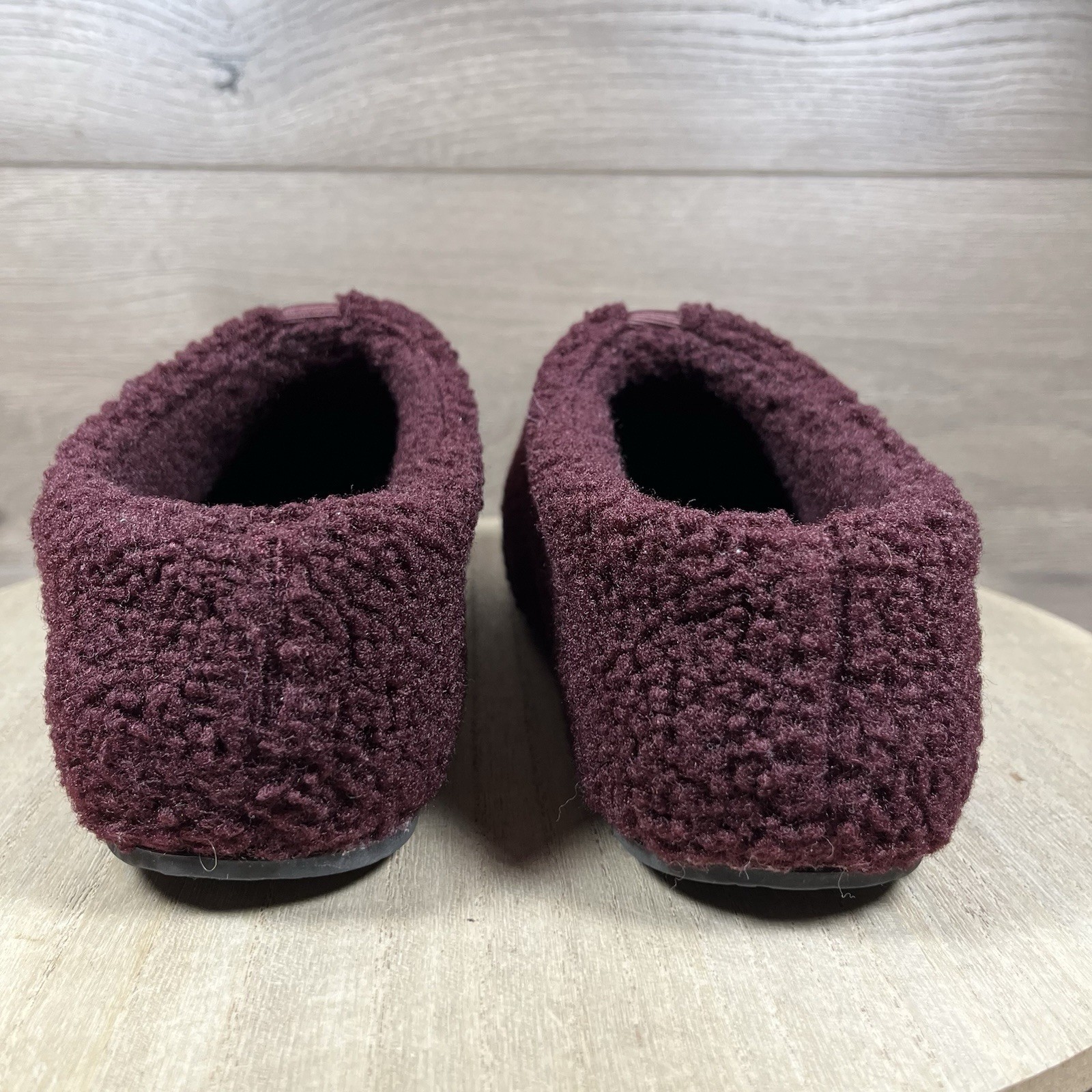 BOMBAS Sunday Slipper Cherry Chocolate Sherpa Fleece Slip On Womens Size 8