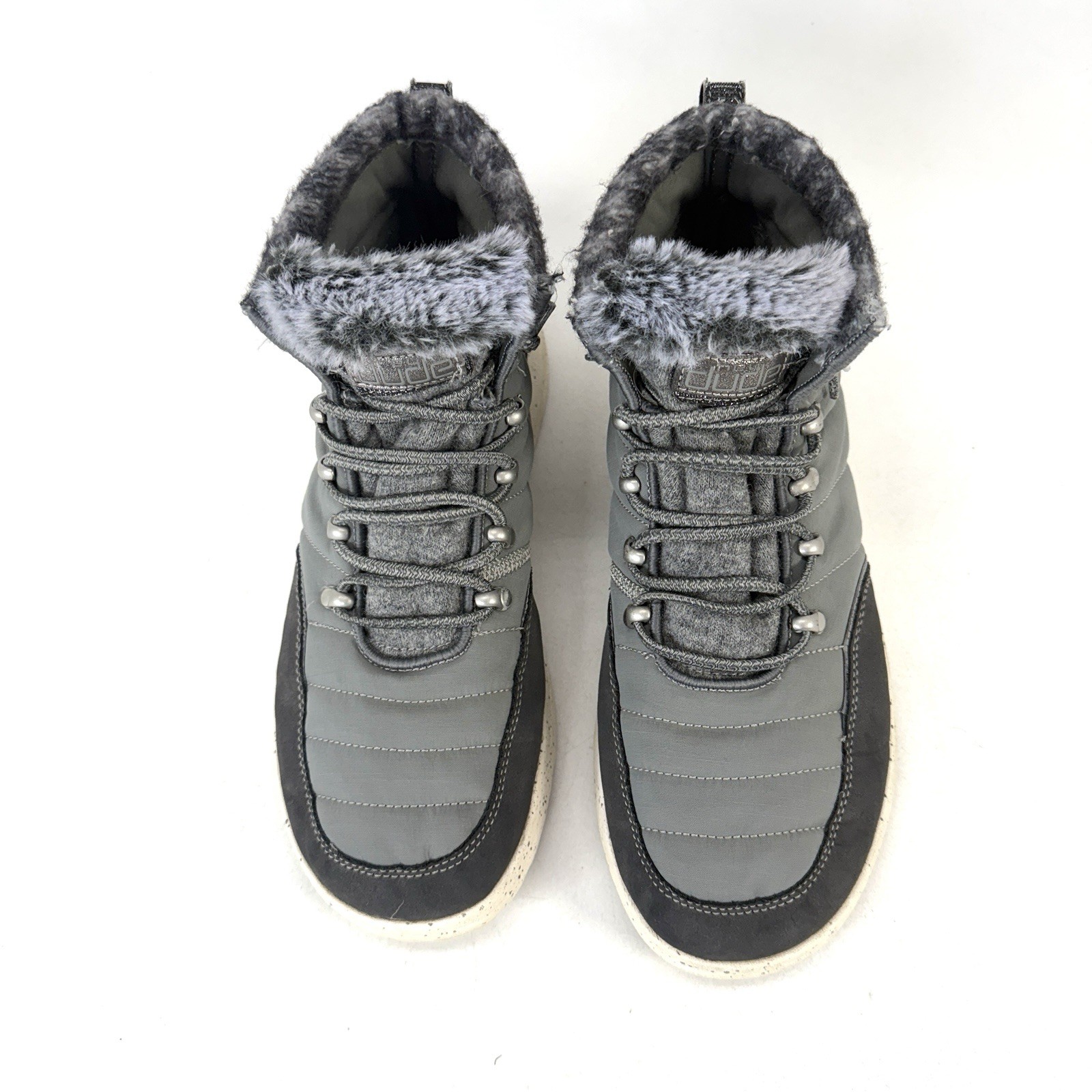 Hey Dude Brandy Women’s Grey Slip On Faux Fur Comfort High Top Booties Size 11