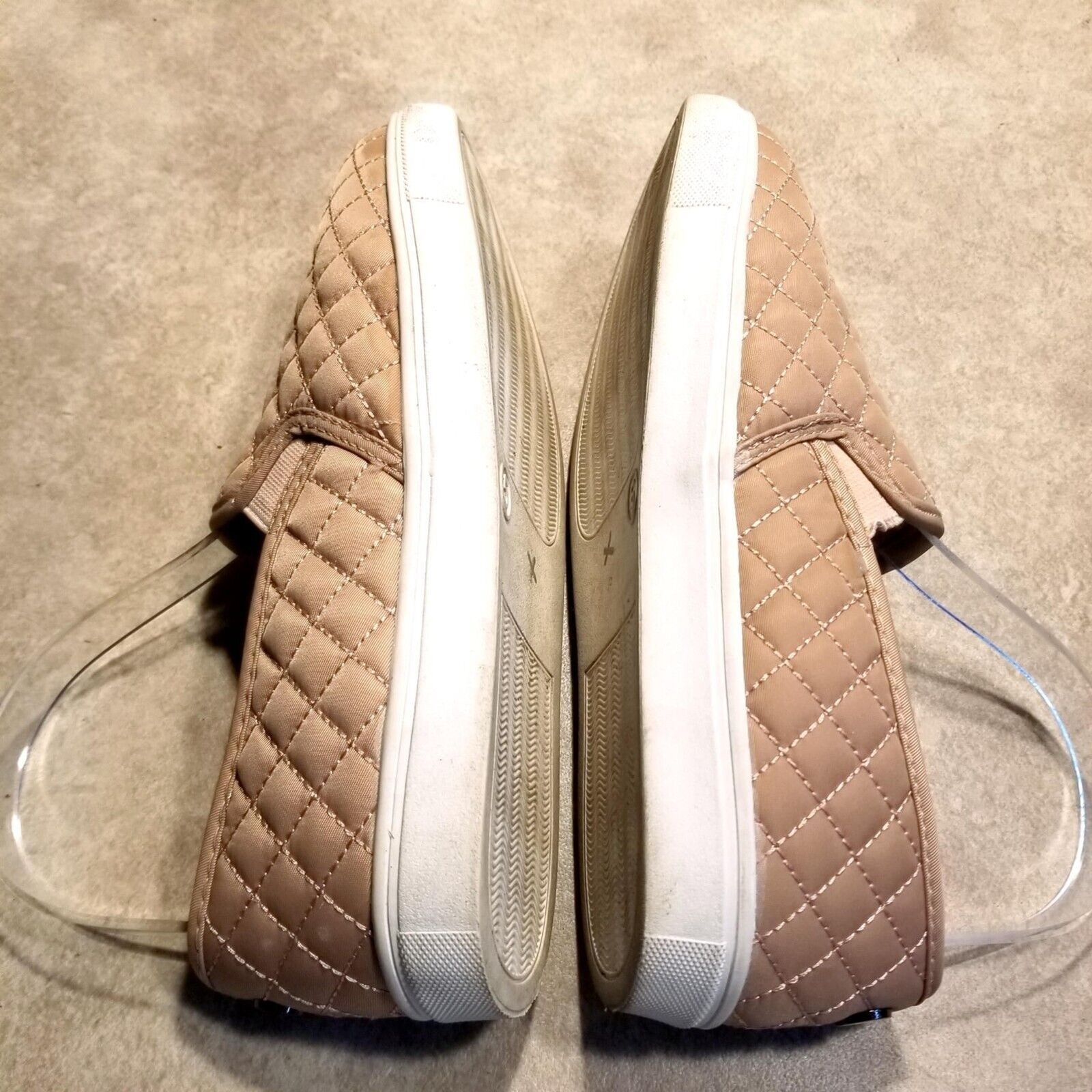 Stevies Womens Size 5 Tan Textile Quilted Slip On Sneaker Flats