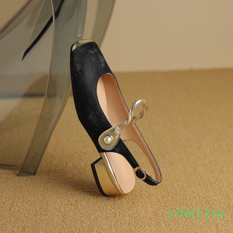 Plus Size Womens Low Heel Slingbacks Dress Formal Sandals Banquet Shoes Comfort