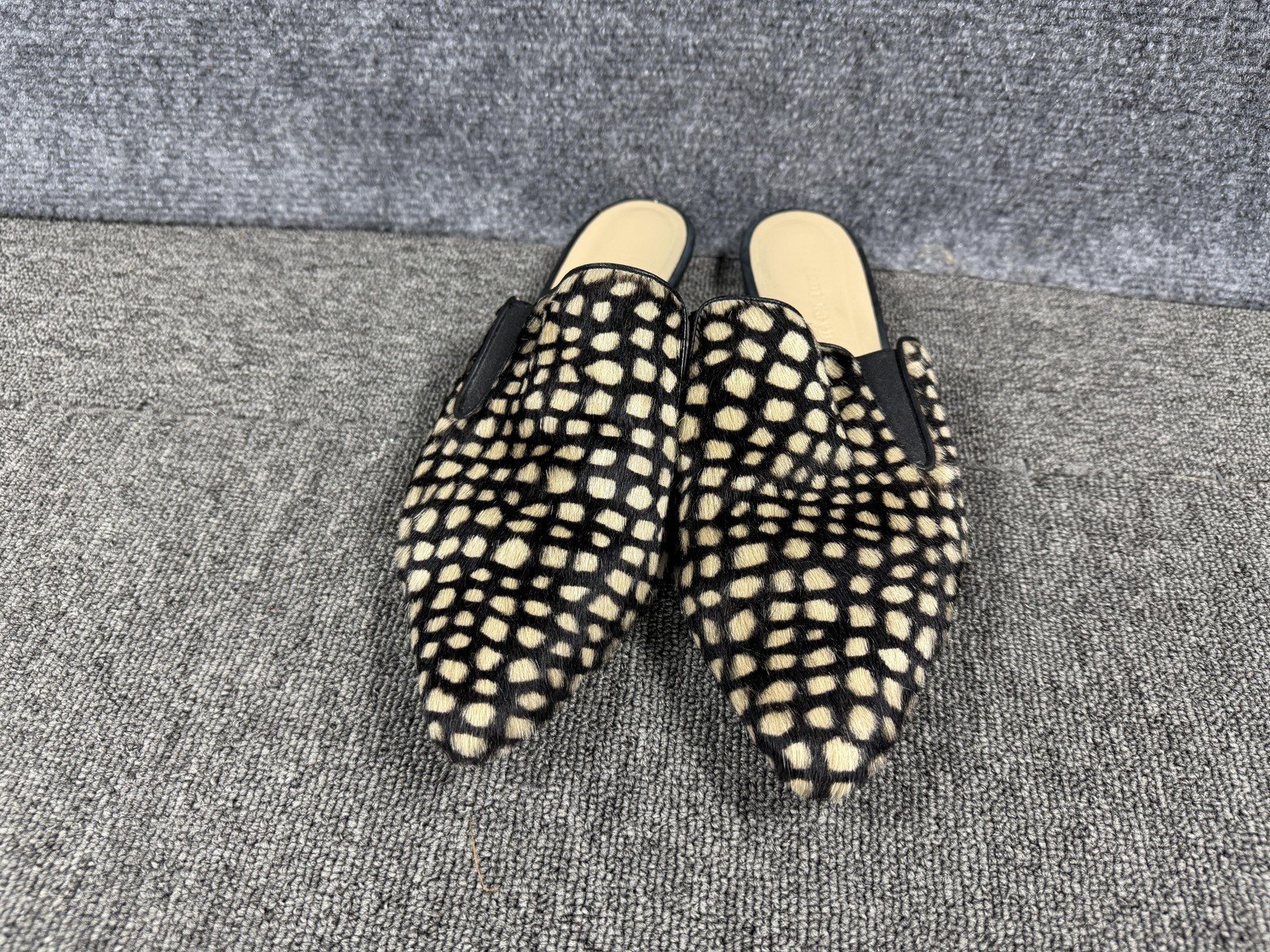 Jenni Kayne Slides Womens 11 Black Calf Hair Pointed Toe Made Italy IT 41