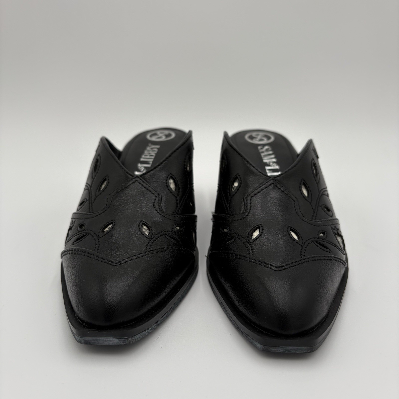 Sam & Libby Floren Black Western Mule Heels Women’s Size 7.5M Slip-On