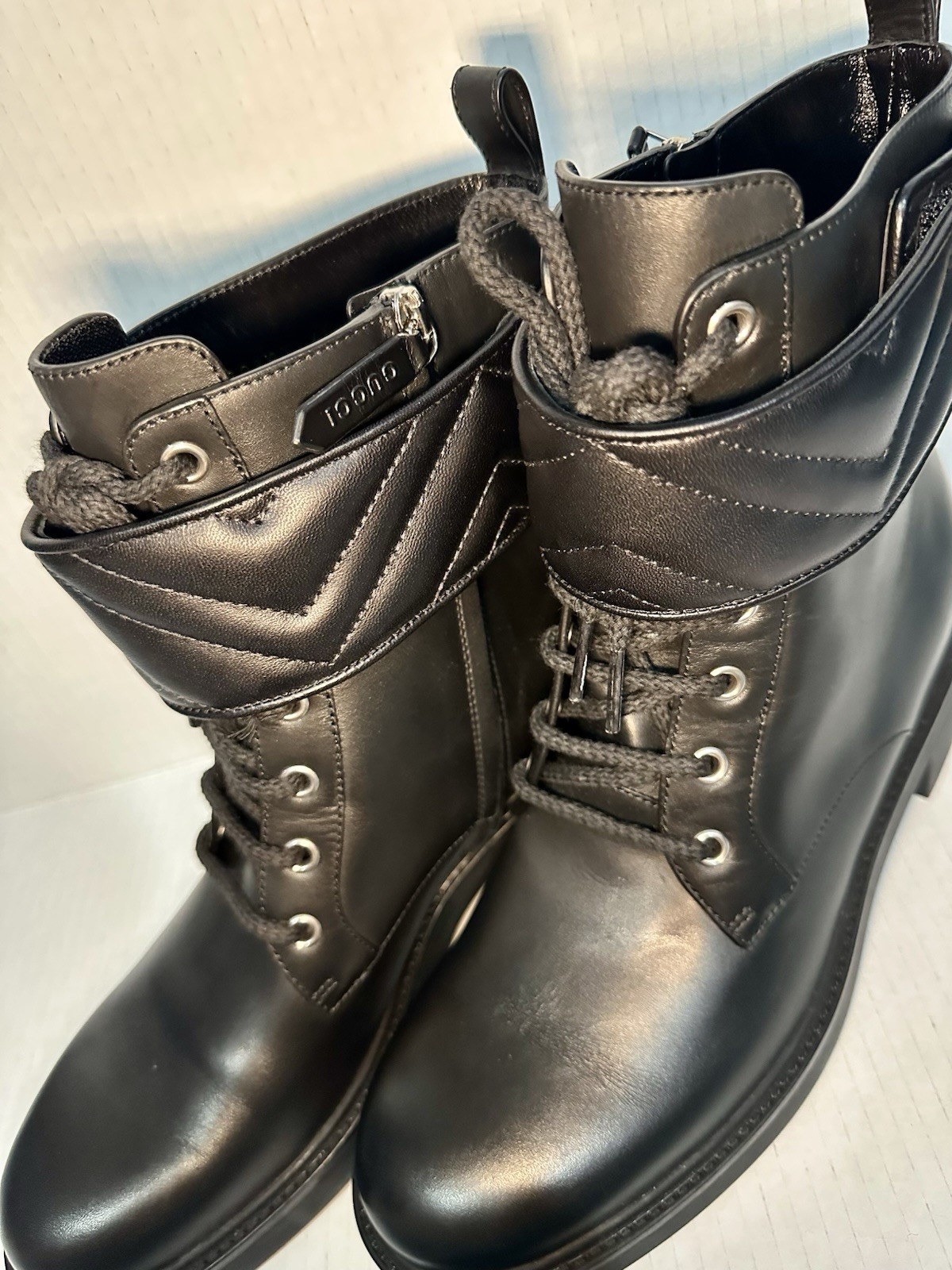 GUCCI Women’s Ankle Boot With Double G Size 40 Black Leather New No Box With Bag