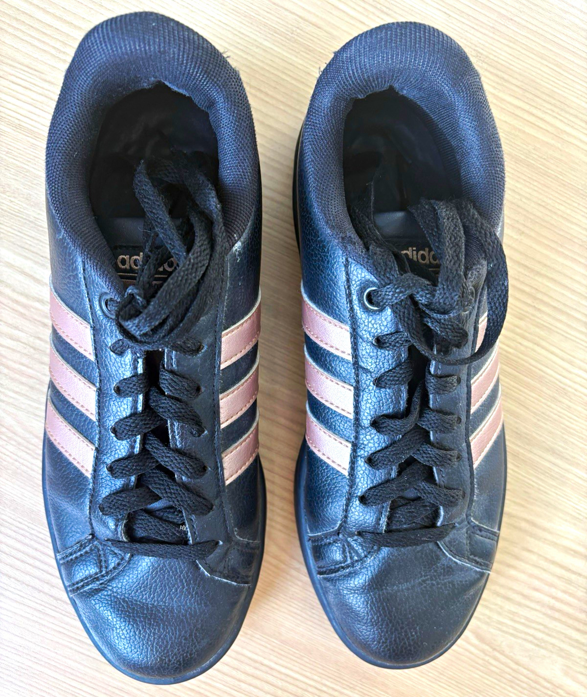 adidas Black/Rose gold Lace-Up Low Top Athletic Sneakers, Style B22445 (2017)