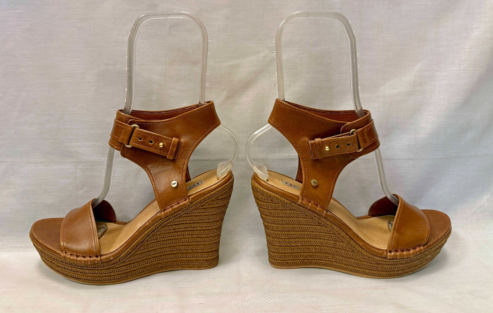 UGG Platform Leather Sandals Brown – Woven Wedge Ankle Strap Sandals