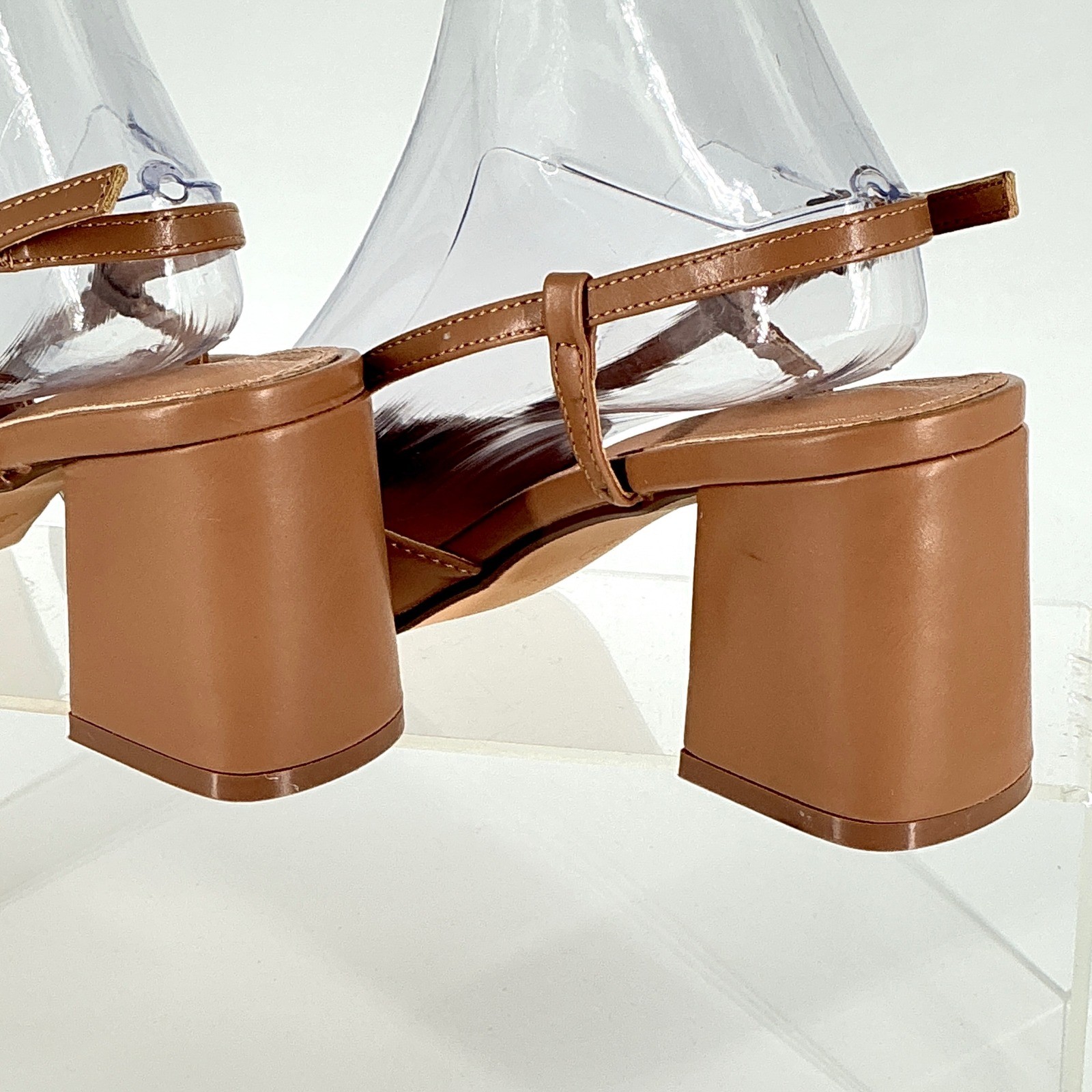 Berness Size 9 Cognac Brown Pointed Block Heel Slingback Pumps NEW Chevelle $65