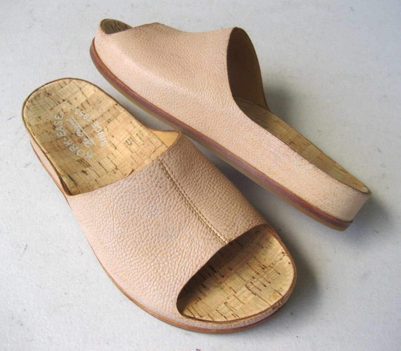 Kork Ease Tutsi Beige Leather Slip On Sandals Slides Women’s Size 7 M EXCELLENT