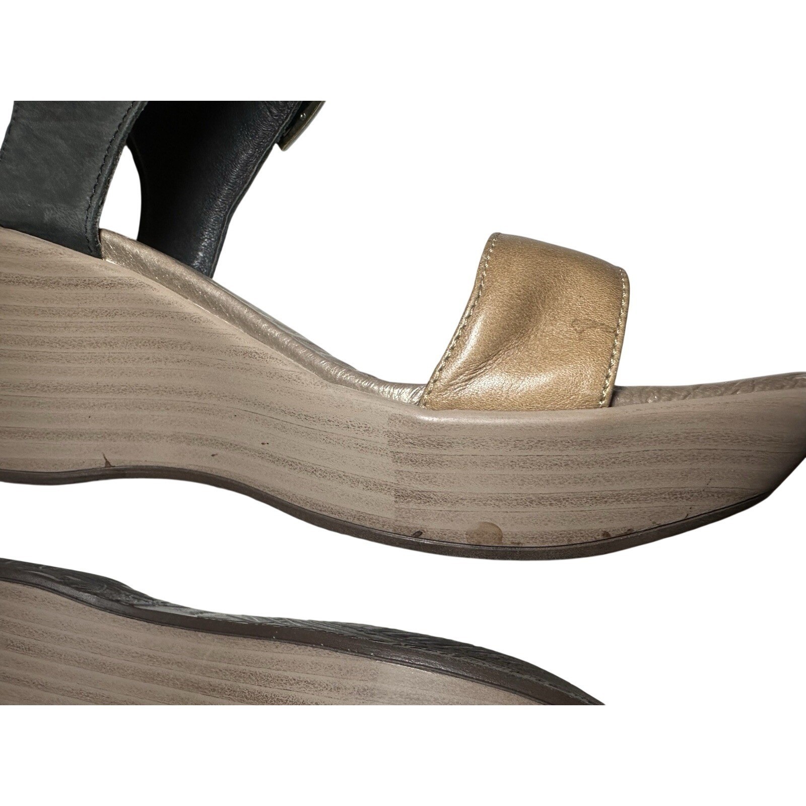 NAOT Women’s US 10-10.5 EU 41 Caprice Wedge Black Tan Leather Chunky Sandals