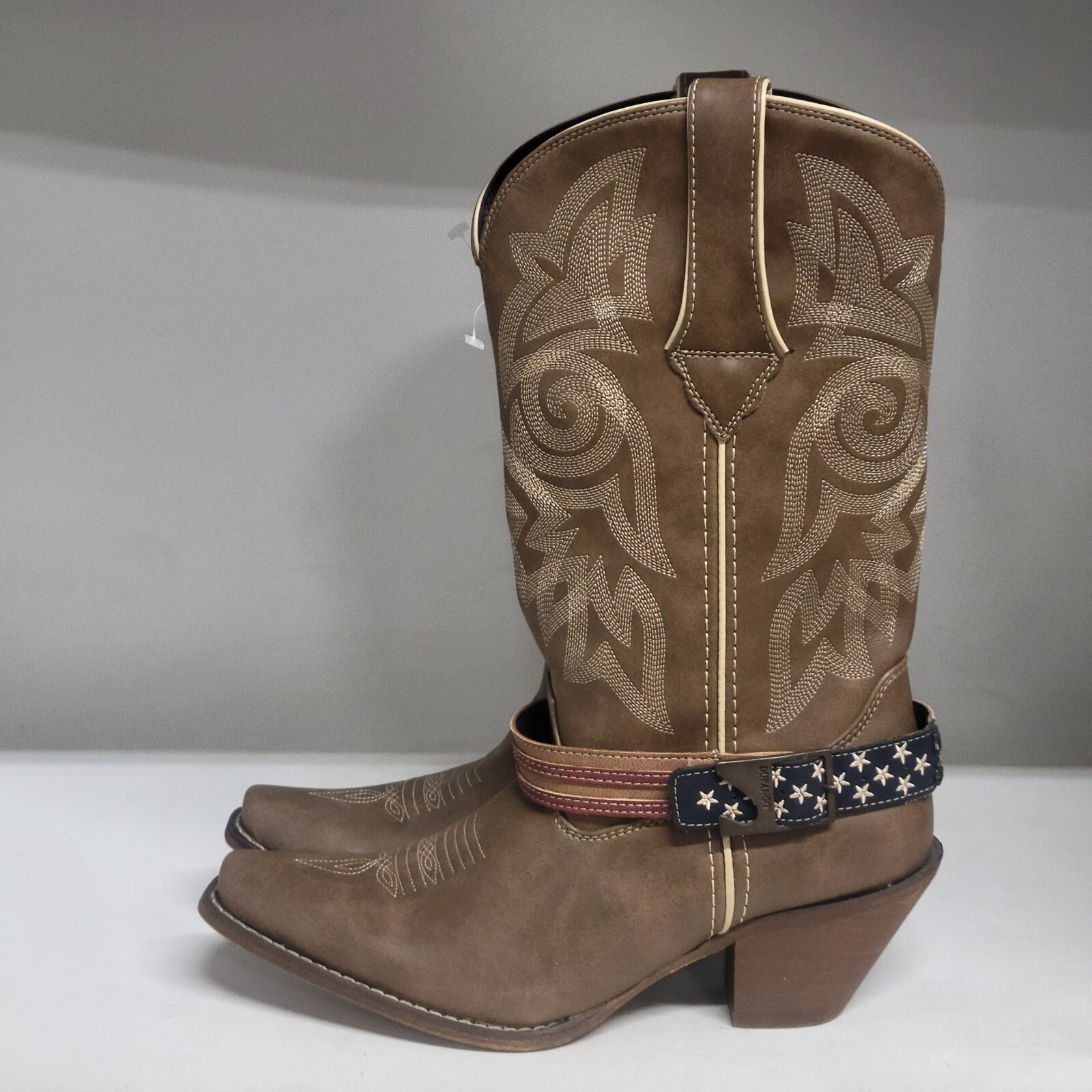 Durango 12″ American Flag Buckle Western Boot Tan Womens Size 9M