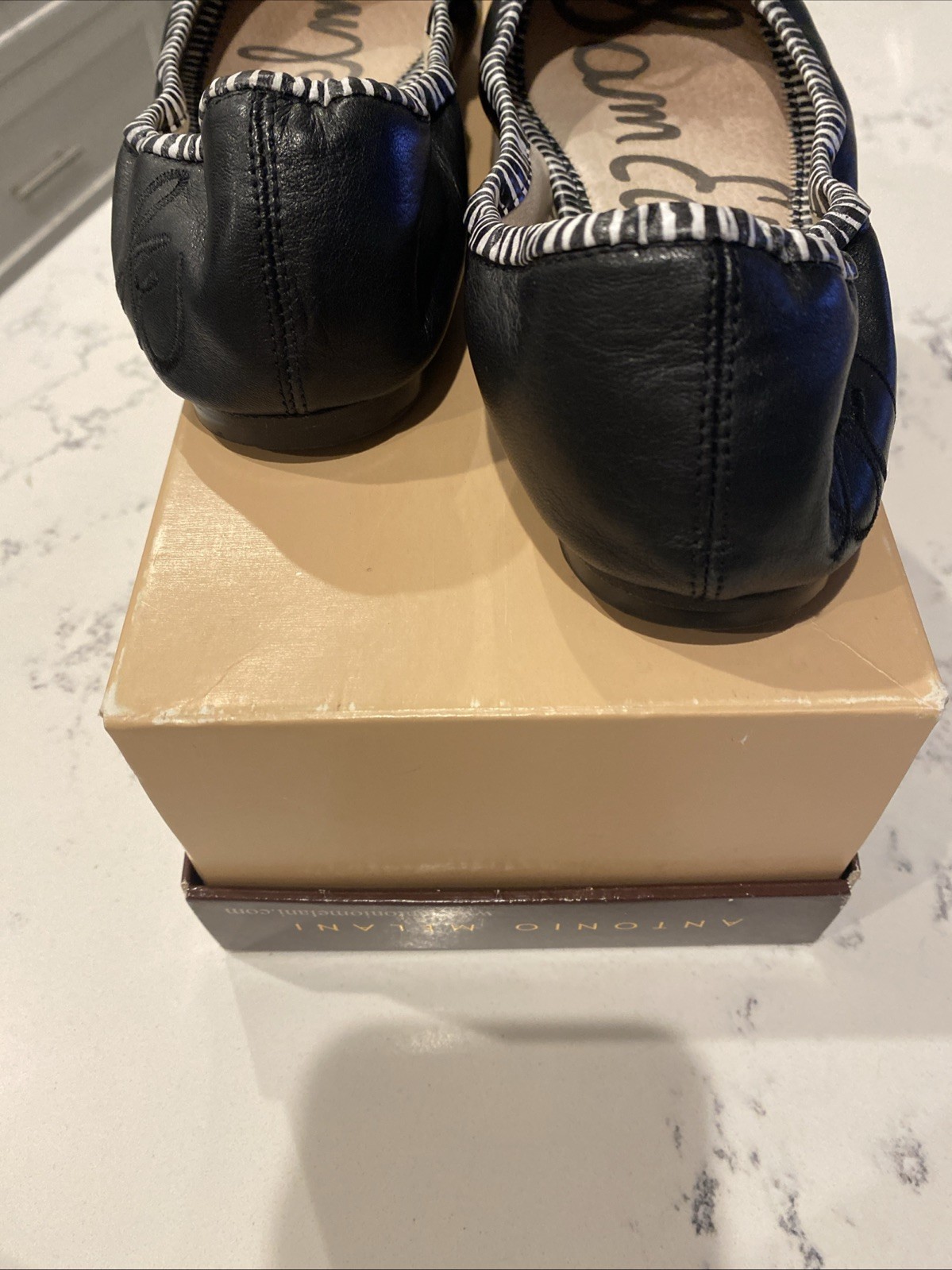 Sam Edelman Felicia Flats Black W/ White Trim Size 7M EUC
