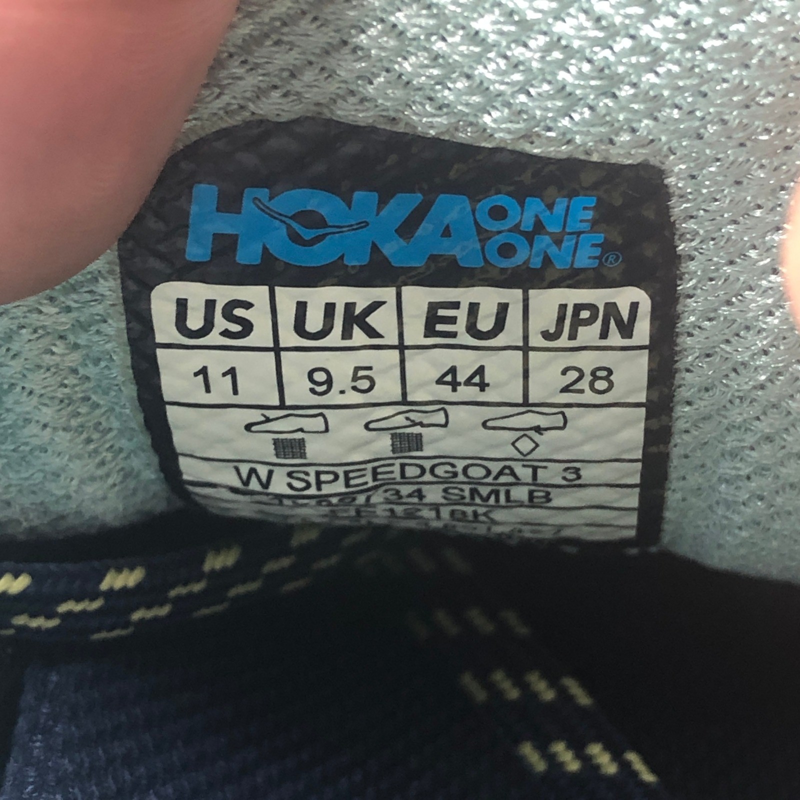 Hoka One One Speedgoat 3 Womens Trail Running Shoes Blue Yellow Size 11