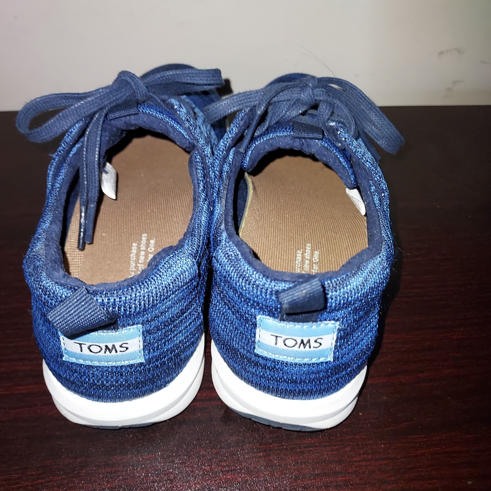TOMS Women’s Sneakers 7.5M Lace Up Canvas Del Rey Comfort Walking Shoes Blue